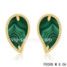 Fake Van Cleef & Arpels Sweet Alhambra Leaf Yellow Earrings,Malachite